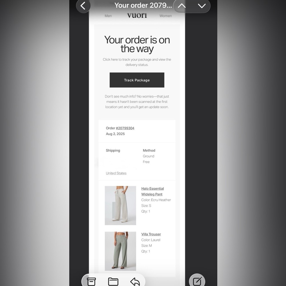 NWOT Vuori Halo Essential Wideleg Pant Ecru Heather Women’s Small - Picture 8 of 9